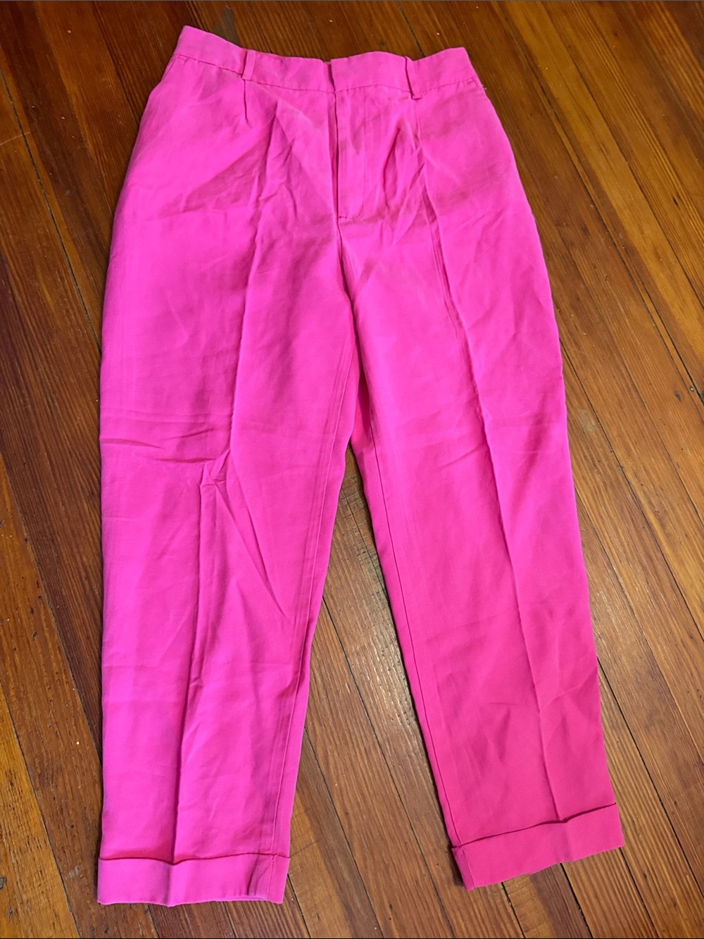 Zara Hot Pink High-Rise Tapered Pants